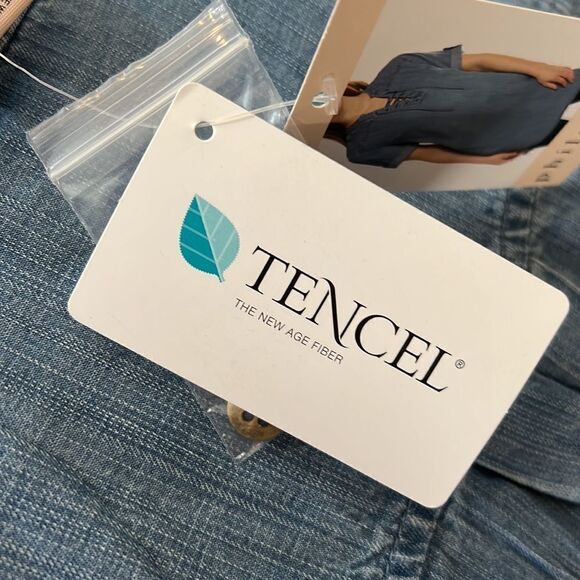 Philosophy Medium Tercel Lace Up Dress Mini Light Wash Denim 3/4 Roll Up Sleeve - Picture 11 of 13